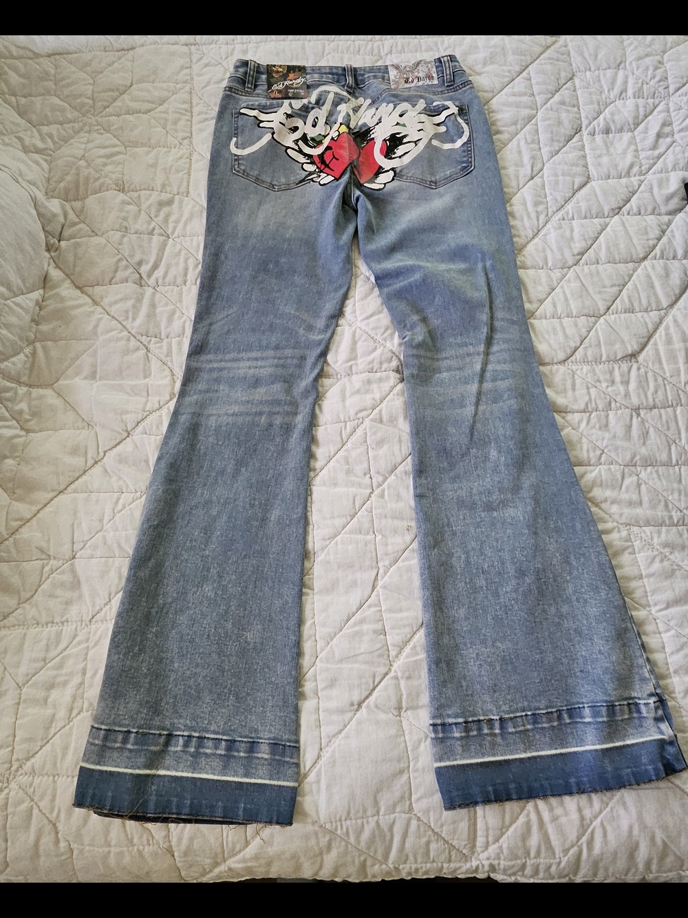 Ed Hardy Hearts and Wings- Bikercore Tall Boot Cut Jeans- Size 28 - Picture 2 of 9
